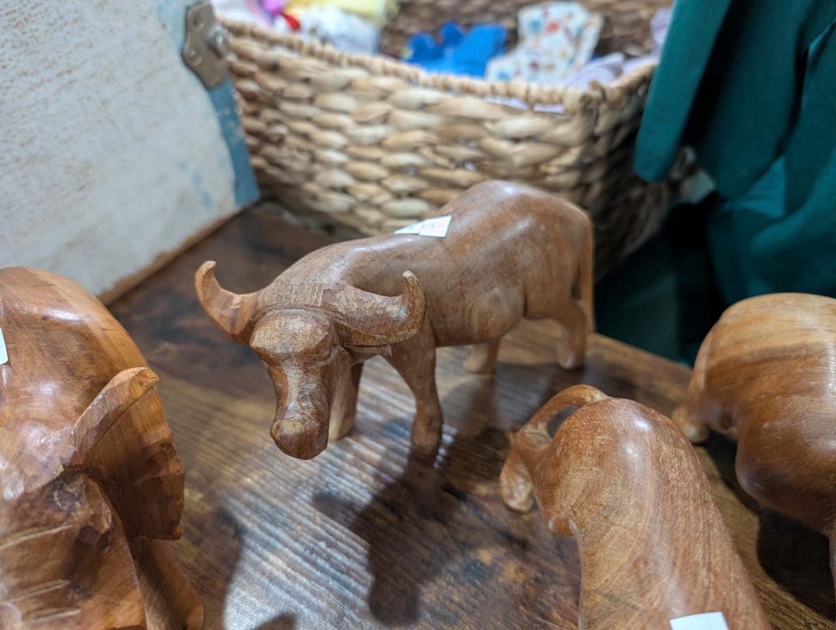 Hand-Carved Wooden Cape Buffalo Figurine