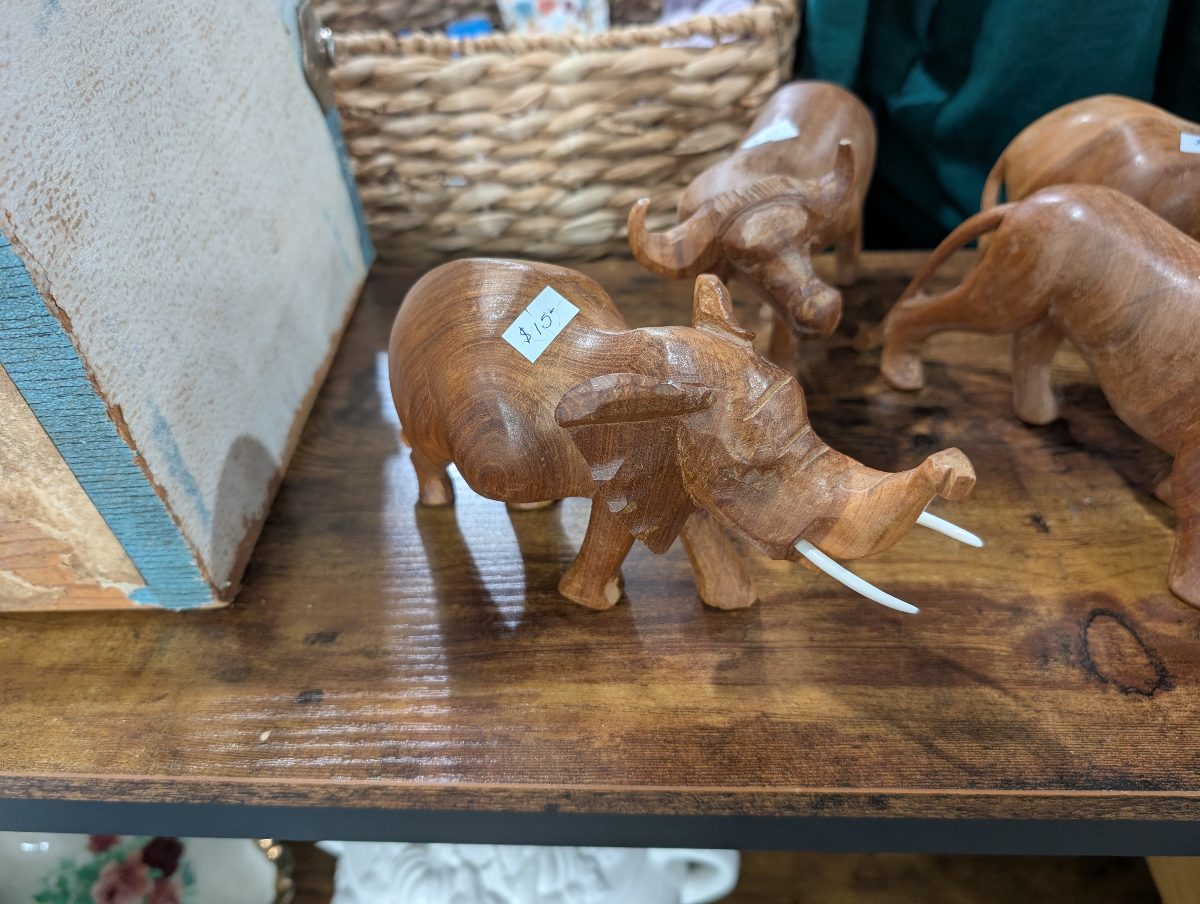 Hand-Carved Wooden Elephant Figurine