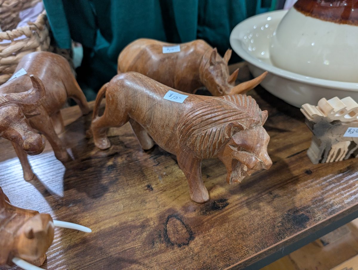 Hand-Carved Wooden Lion Figurine