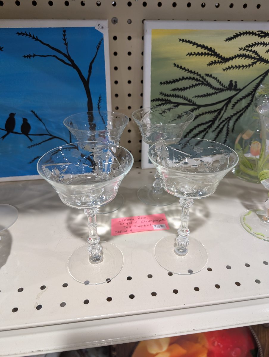 Libbey Rock Crystal Champagne Tall Sherbet Glasses — Set of 4